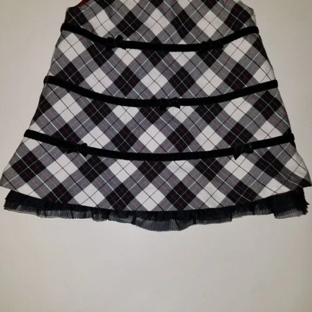The Children's Place Dress Baby 3-6 Months Red Black White Plaid Valentine's Day